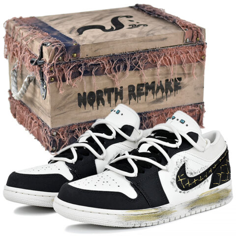 Jordan Air Jordan 1 Lightweight Low top Vintage Basketball Shoes Men’s Black White Gold