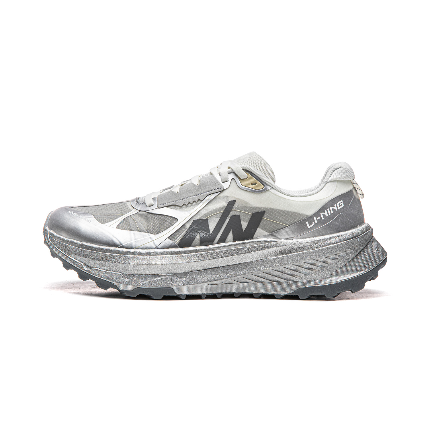 Li Ning Cushioning Slip Resistant Abrasion Resistant Rebound Low top Trail Running Shoes Unisex Chalk Gray