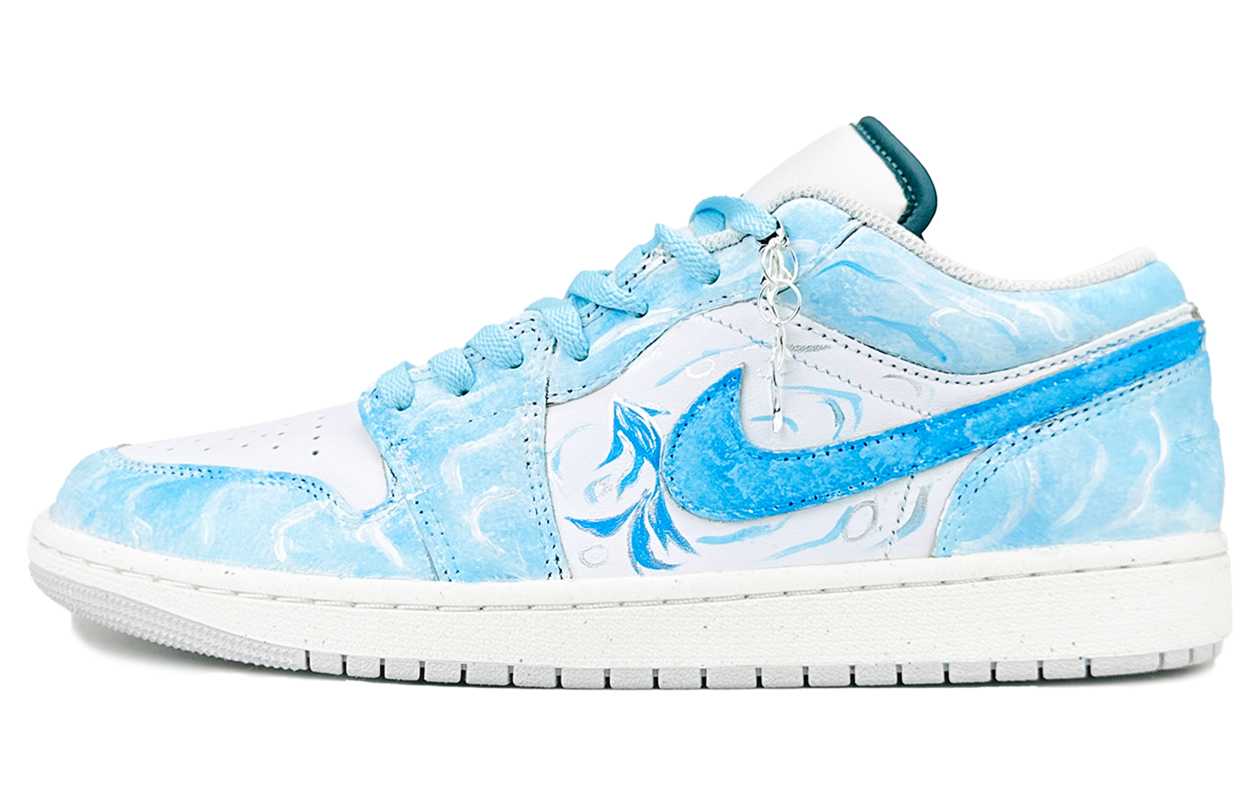 Jordan Air Jordan 1 Cushioning Abrasion Resistant Low top Vintage Basketball Shoes Unisex Sky Blue