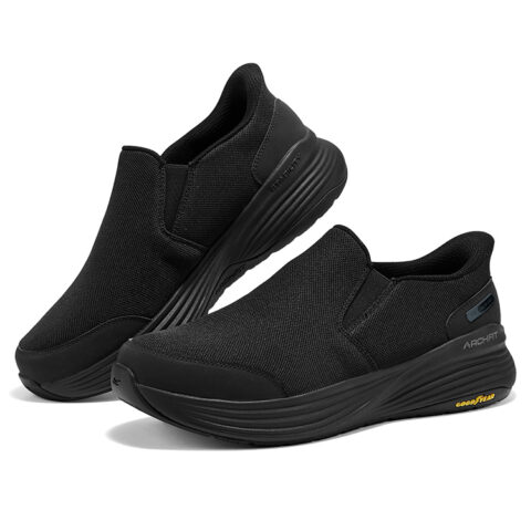 Skechers Gowork Stability 2.0 Slip on Flash Shoes Slip Resistant Support Low top Casual Shoes Men’s All Black