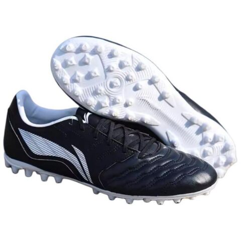 Li Ning MG Multi Ground Natural Grass Synthetic Leather Cushioning, Wear Resistant Soccer Shoes Unisex Black