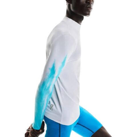 On Pace Running T Shirts Men’s White | Sky Blue Moderate