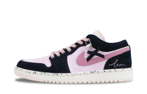 Jordan Air Jordan 1 Sweet Berry Island Cushioning, Wear Resistant Low top Vintage Basketball Shoes Unisex Black Pink