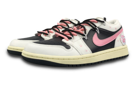 Jordan Air Jordan 1 Abrasion Resistant Slip Resistant Low top Vintage Basketball Shoes Women’s Black Pink White