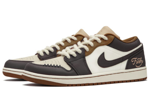 Jordan Air Jordan 1 Charred Mocha Low top Vintage Basketball Shoes Men’s Light Yellow