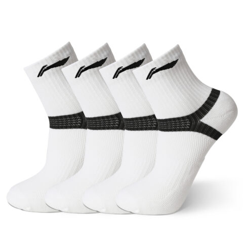 Li Ning Crew Socks Unisex 4 Pack White