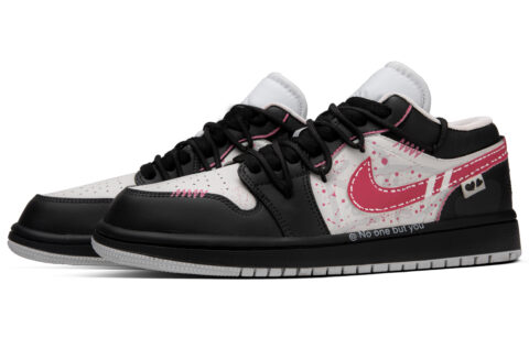 Jordan Air Jordan 1 Heartbeat Project Box Abrasion Resistant Low top Vintage Basketball Shoes Women’s Black Pink