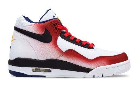 Nike Flight Legacy Slip Resistant Abrasion Resistant Mid top Vintage Basketball Shoes Men’s White Black Red