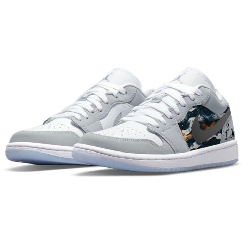 Jordan Air Jordan 1 Abrasion Resistant Slip Resistant Low top Vintage Basketball Shoes Women’s Gray White