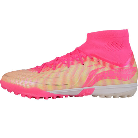 Li Ning TF Turf Artificial Turf, Firm Ground Cushioning Slip Resistant Soccer Shoes Men’s Pink Ocean