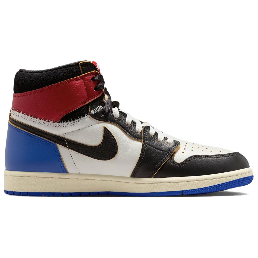 Jordan x Union X Fragment Design Air Jordan 1 High top Vintage Basketball Shoes Unisex Black White Blue