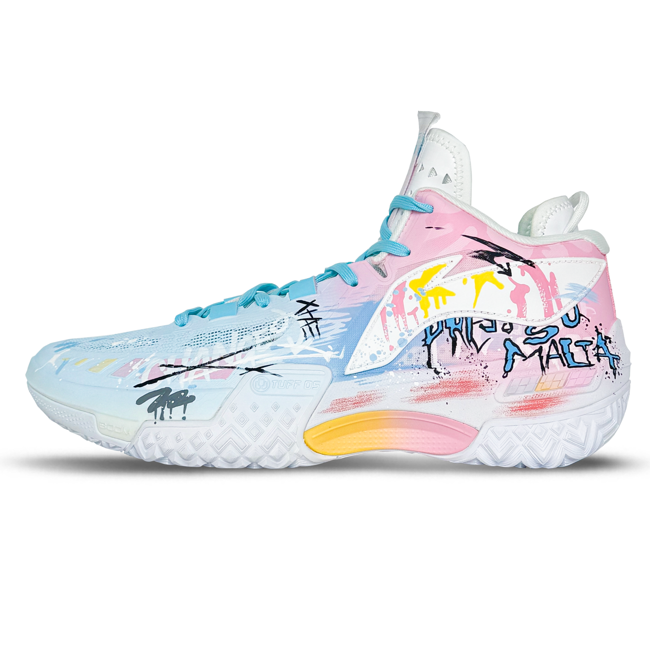 Li Ning Jie Ao Cushioning Slip Resistant Cushioning Slip Resistant Mid top Basketball Shoes Men’s Blue Pink