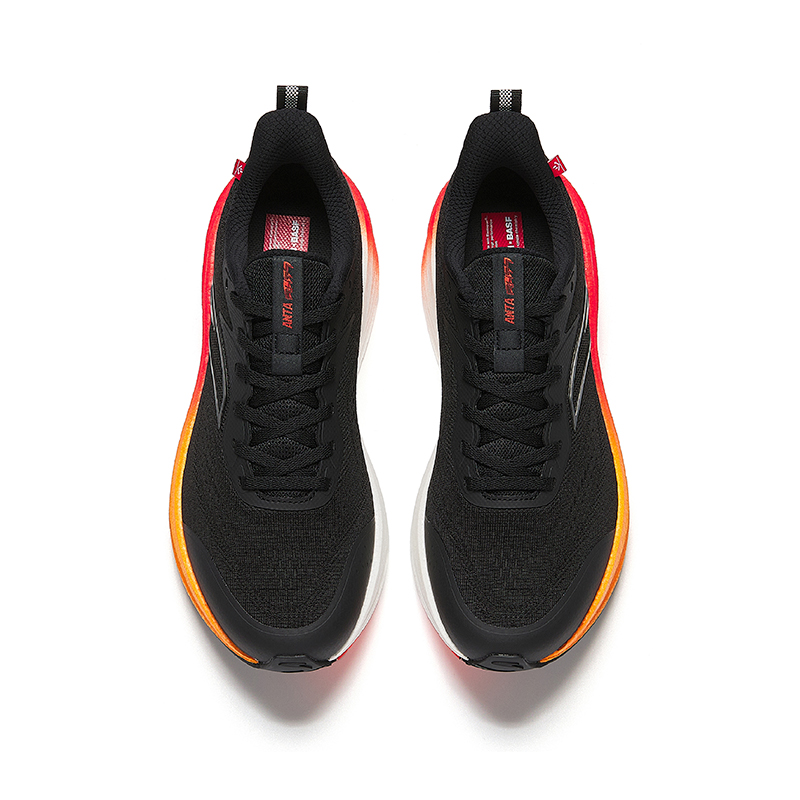 Anta Rocket 7 Textile, Rubber Low top Running Shoes Men’s Basic Black/Flame Orange Red