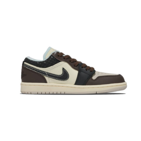 Jordan Air Jordan 1 Mocha Latte Cushioning, Wear Resistant Low top Vintage Basketball Shoes Unisex Black Brown