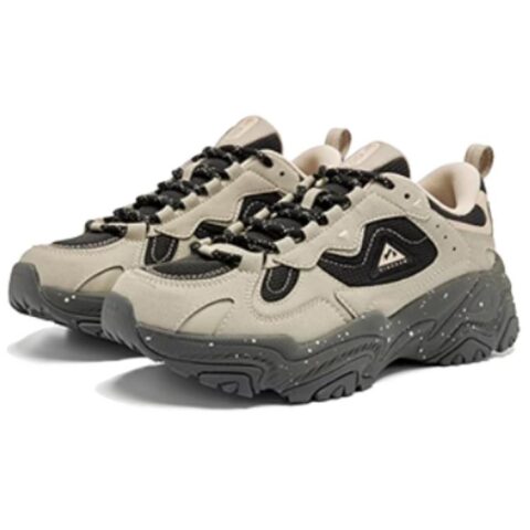 QIAODAN Cushioning Slip Resistant Abrasion Resistant Low top Trail Running Sprint Running Shoes Women’s Beige Black