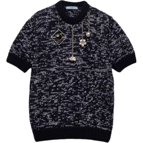 Prada Pendant-Detailed Short-Sleeved Jumper