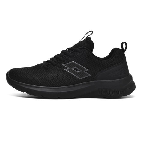 LOTTO Textile, Synthetic Leather Cushioning Slip Resistant Breathable Low top Running Shoes Men’s Black