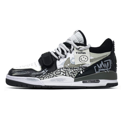 Jordan Legacy 312 Street Graffiti Cushioning, Wear Resistant Low top Vintage Basketball Shoes Unisex Black
