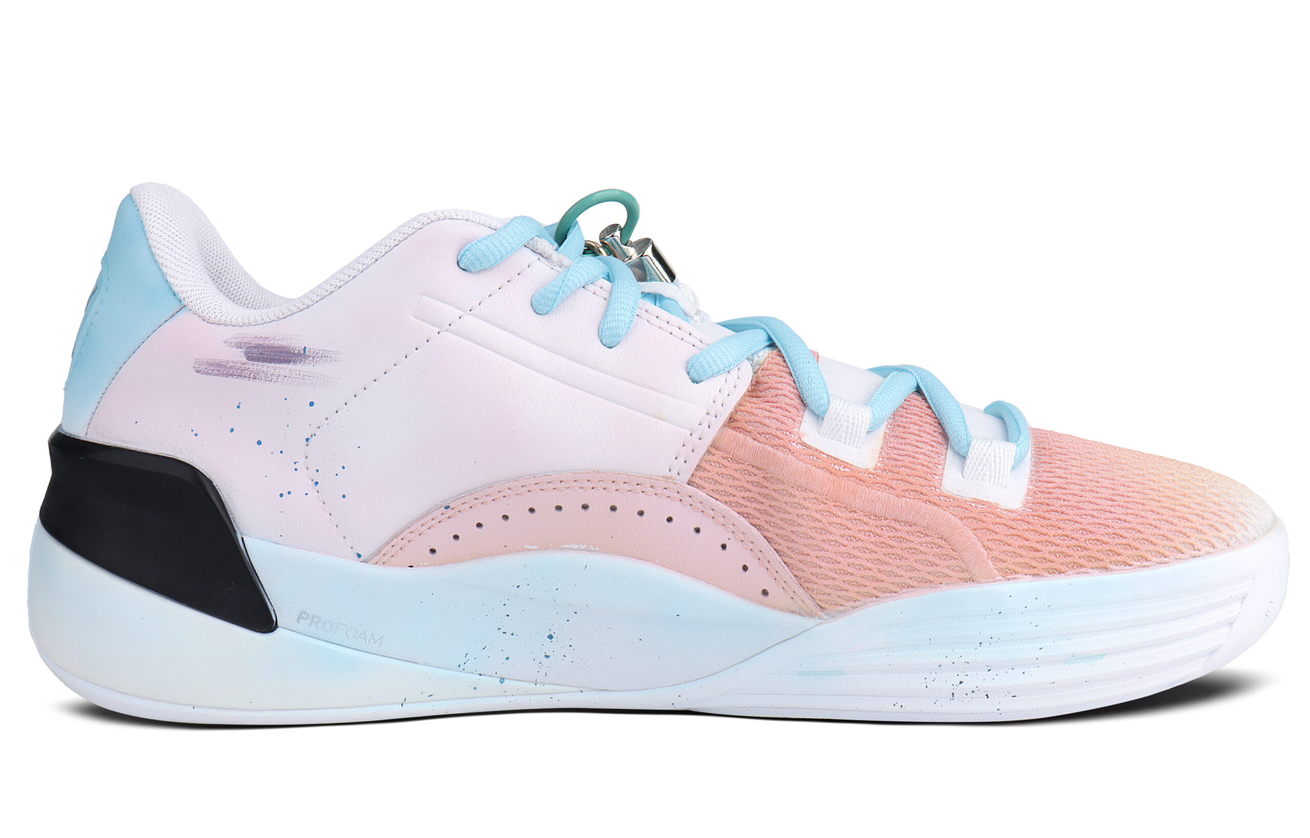 PUMA Clyde Hardwood Team Slip Resistant Abrasion Resistant Low top Performance Basketball Shoes Unisex Purple Pink