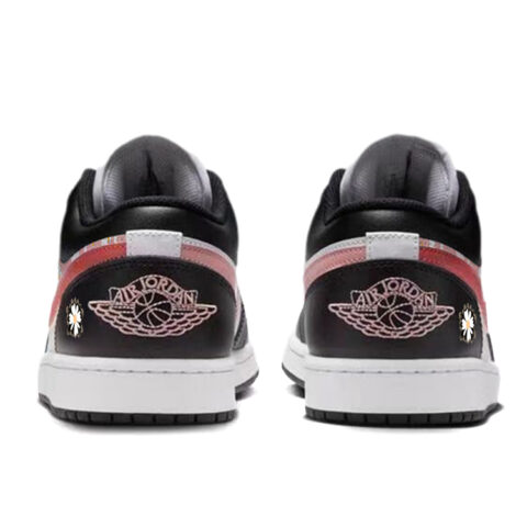 Jordan Air Jordan 1 Versatile Low top Vintage Basketball Shoes Unisex Black Pink