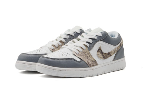 Jordan Air Jordan 1 Abrasion Resistant Low top Vintage Basketball Shoes Unisex White Gray Brown
