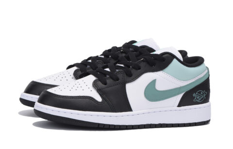 Jordan Air Jordan 1 Abrasion Resistant Slip Resistant Low top Vintage Basketball Shoes Men’s Black White Green