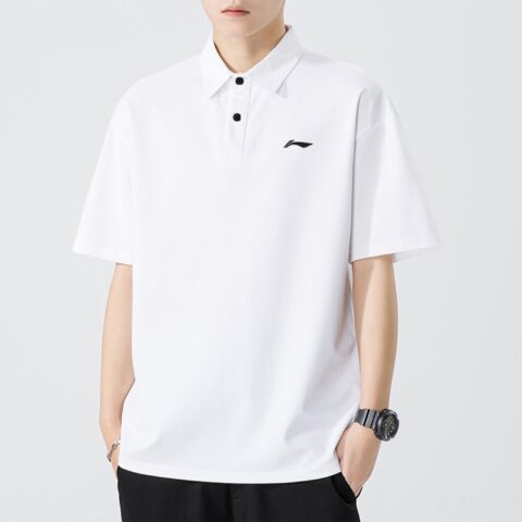Li Ning Table Tennis Collection Casual Sportswear Men’s White Short Sleeved Shirt+Gray Shorts