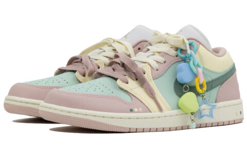 Jordan Air Jordan 1 Icing Sugar Forest Abrasion Resistant Low top Vintage Basketball Shoes Unisex Lotus Color