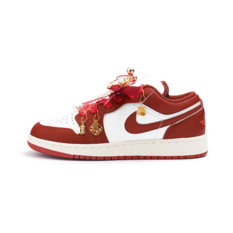Jordan Air Jordan 1 Slip Resistant Abrasion Resistant Low top Vintage Basketball Shoes Women’s Red