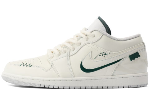 Jordan Air Jordan 1 Lightweight Low top Vintage Basketball Shoes Unisex Ecru