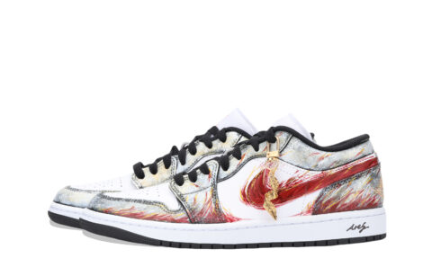 Jordan Air Jordan 1 Ares, The God Of War Abrasion Resistant Low top Vintage Basketball Shoes Unisex Black Red Gold
