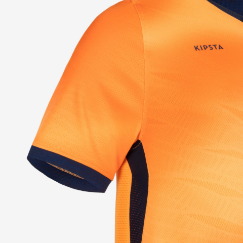 DECATHLON Soccer Jersey Men’s Apricot Orange/Fluorescent Light Orange/Gray Blue