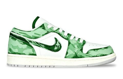 Jordan Air Jordan 1 Slip Resistant Abrasion Resistant Low top Vintage Basketball Shoes Unisex Green