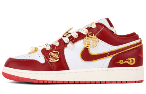 Jordan Air Jordan 1 Low top Basketball Shoes Unisex White Red