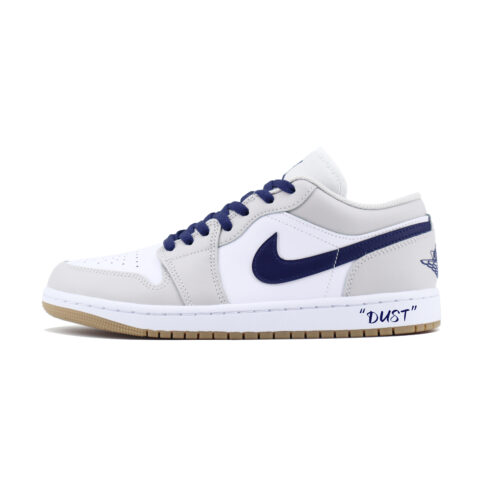 Jordan Air Jordan 1 Slip Resistant Abrasion Resistant Low top Vintage Basketball Shoes Unisex White Gray