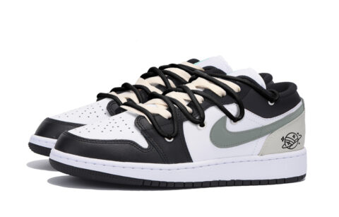 Jordan Air Jordan 1 Slip Resistant Abrasion Resistant Low top Vintage Basketball Shoes Men’s Black White Gray