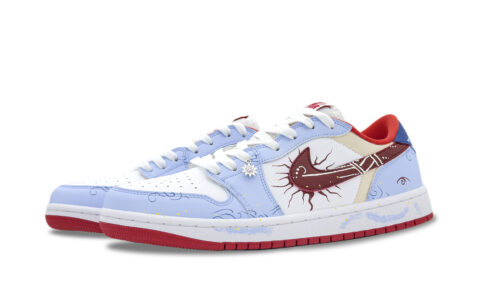 Jordan Air Jordan 1 Funi Fiery Abrasion Resistant Low top Vintage Basketball Shoes Men’s Sky Blue
