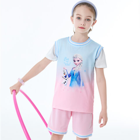 Disney Casual Sportswear Blue Pink Gradient Children Aged 3 7 Years Old