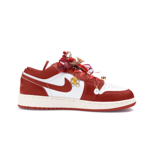 Jordan Air Jordan 1 Abrasion Resistant Slip Resistant Low top Vintage Basketball Shoes Women’s Red