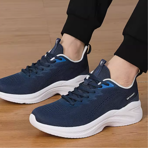QIAODAN Mesh Cushioning Slip Resistant Low top Running Shoes Men’s Blue