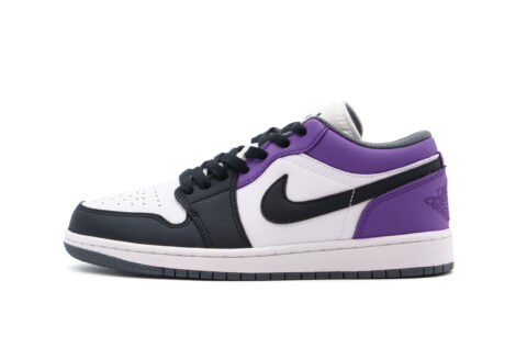 Jordan Air Jordan 1 Abrasion Resistant Low top Vintage Basketball Shoes Unisex Black Purple