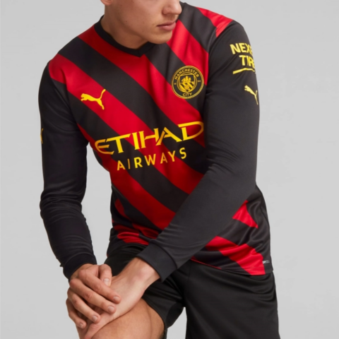 PUMA Manchester City 22/23 Replica LS Away Shirt Soccer Jersey Men’s PUMA Black