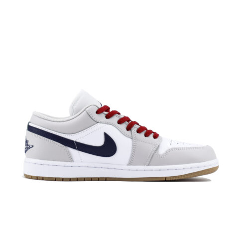 Jordan Air Jordan 1 Cushioning Slip Resistant Low top Vintage Basketball Shoes Unisex Light Gray