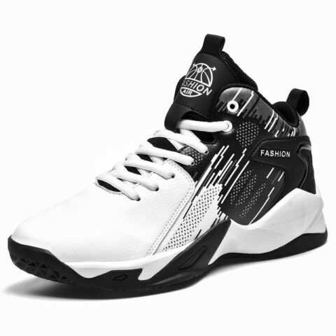 BIANSULONG Slip Resistant And Abrasion Resistant Coverage Mid top Basketball Shoes Unisex White