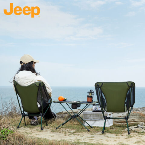 Jeep Outdoor Folding Chairs & Stools Camping Chair 53*66CM; Table 59*40*39CM