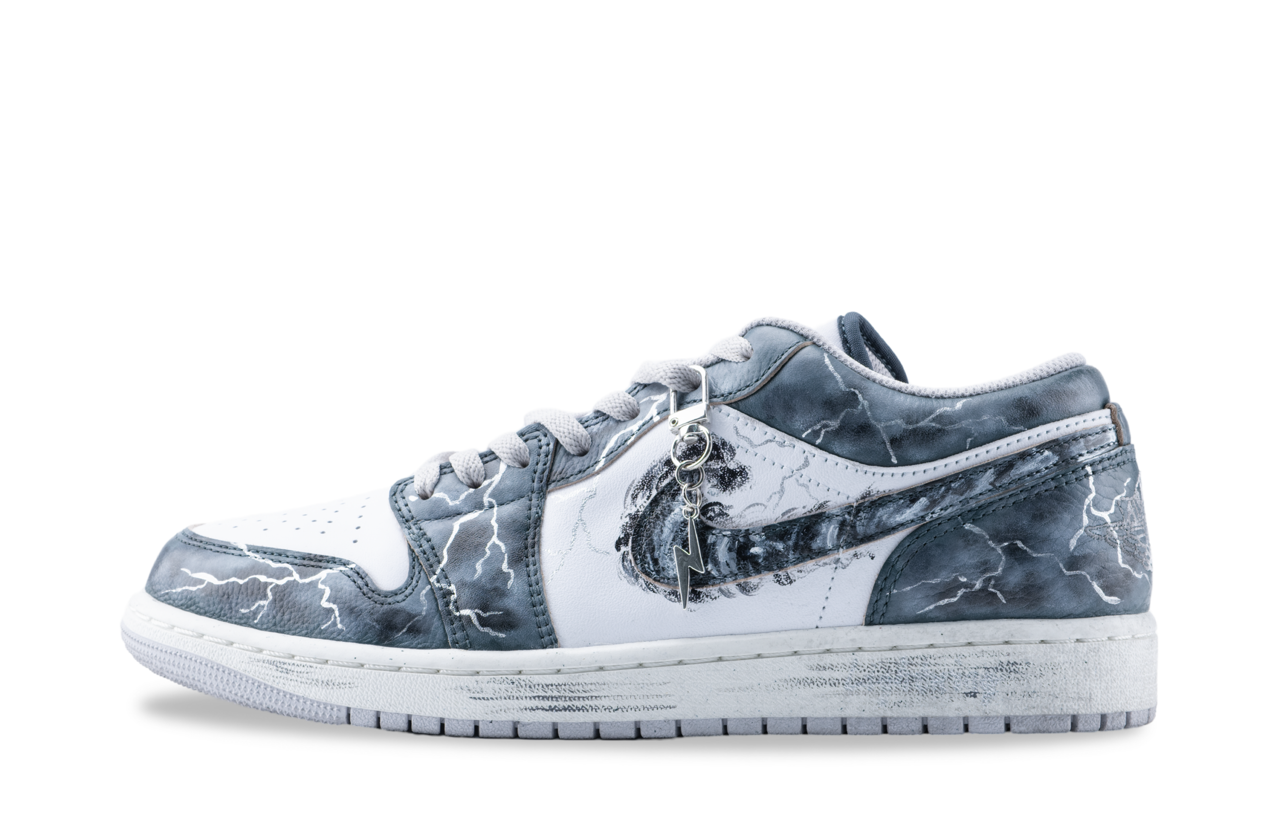 Jordan Air Jordan 1 Low top Vintage Basketball Shoes Unisex Gray Black Blue