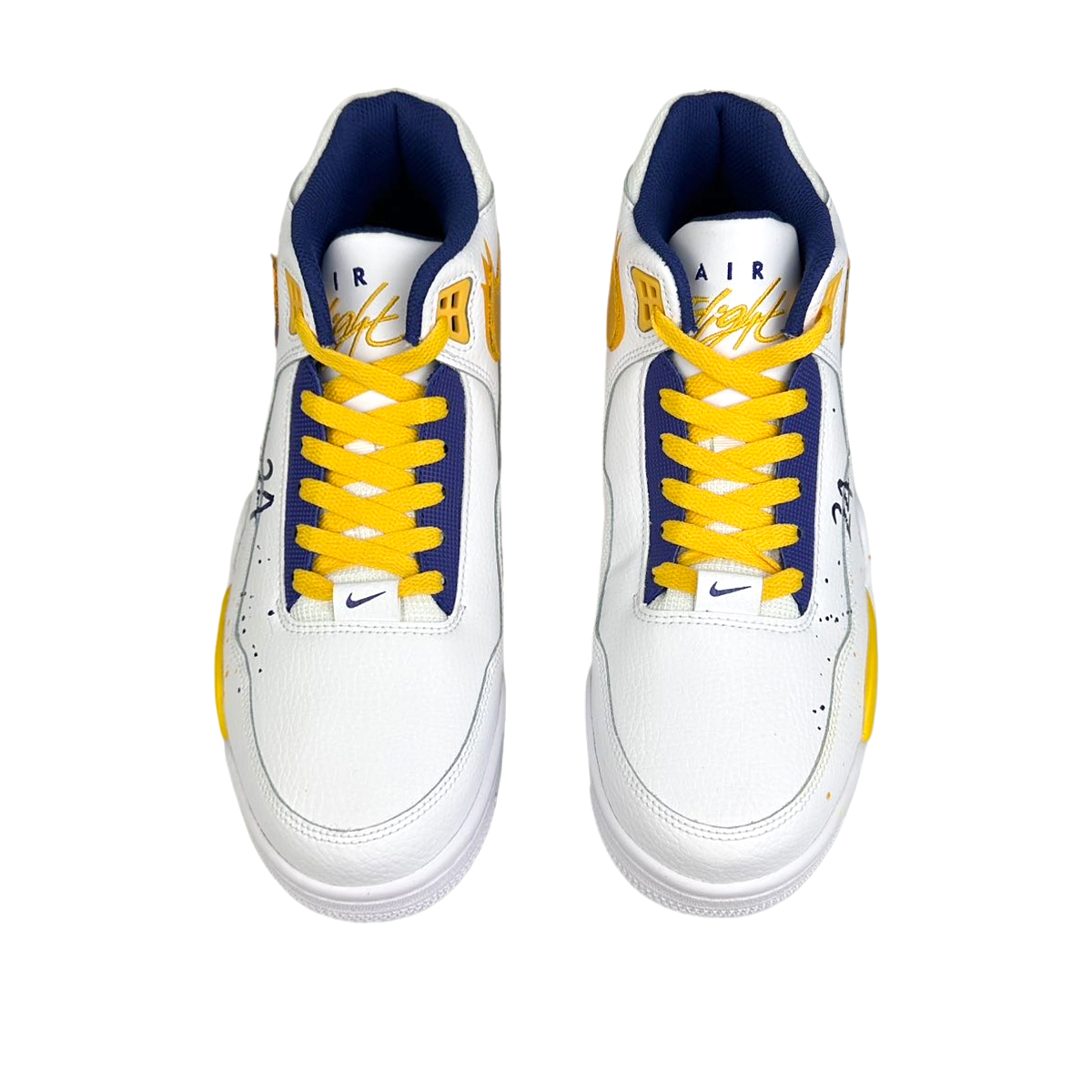Nike Flight Legacy Slip Resistant Slip Resistant Mid top Vintage Basketball Shoes Men’s White Yellow