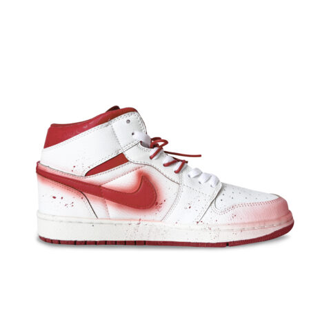 Jordan Air Jordan 1 Slip Resistant Abrasion Resistant Mid top Basketball Shoes Men’s Red White