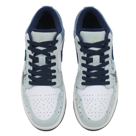 Jordan Air Jordan 1 Cushioning, Wear Resistant Low top Vintage Basketball Shoes Men’s Denim Blue