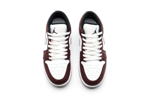 Jordan Air Jordan 1 Cushioning Slip Resistant Abrasion Resistant Low top Vintage Basketball Shoes Men’s Burgundy